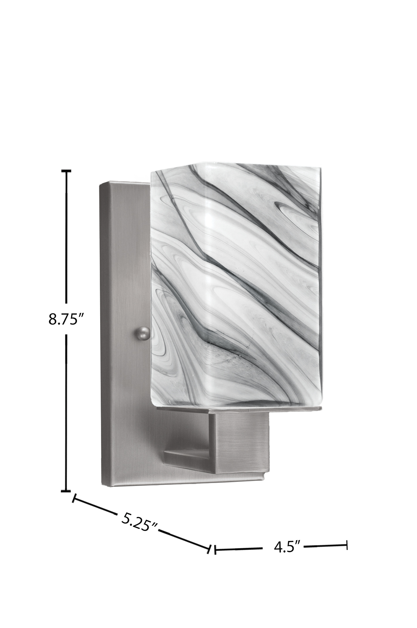 Toltec Lighting 581-GP-549 Apollo Wall Sconce, Graphite Finish, 3.5″ Square Onyx Swirl Glass In Stock - alternate view